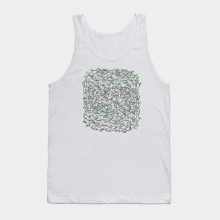 Loopy Twisted Tangled Vines and Leaves Abstract Doodle Design on a light spring green backdrop, made by EndlessEmporium Tank Top